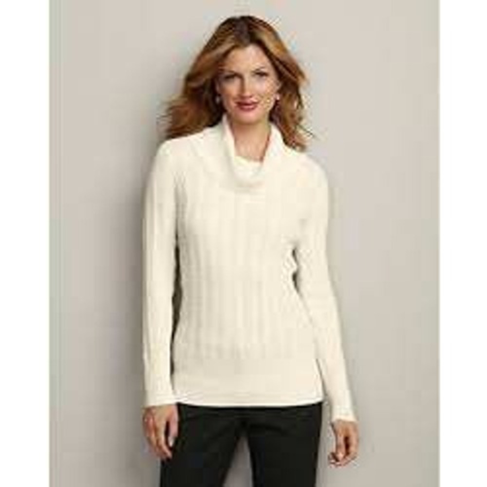 White House Black Market Cream Cable Knit Cowl Neck Sweater Pullover - Size XS‎